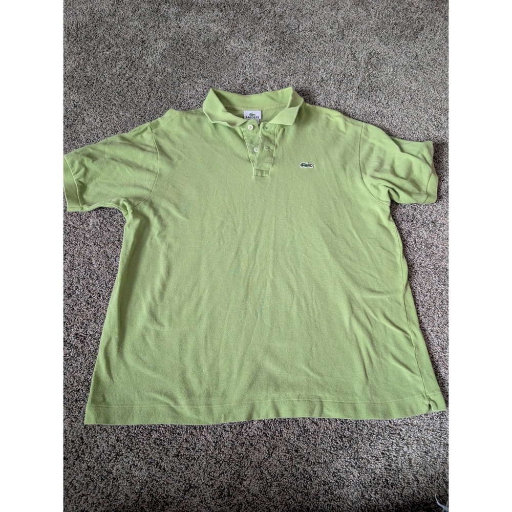 Lacoste Mens Lime Green Short Sleeve Pique Cotton Polo Shirt Size 7 XXL